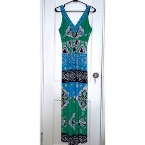 Style & Co Pattern V-Neck Sleeveless Maxi Dress